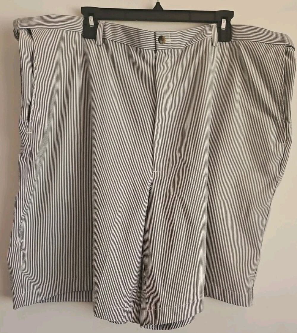 VTG Haggar Shorts Mens Size 47x8 Grey/White Sheersucker Cotton Big/Tall